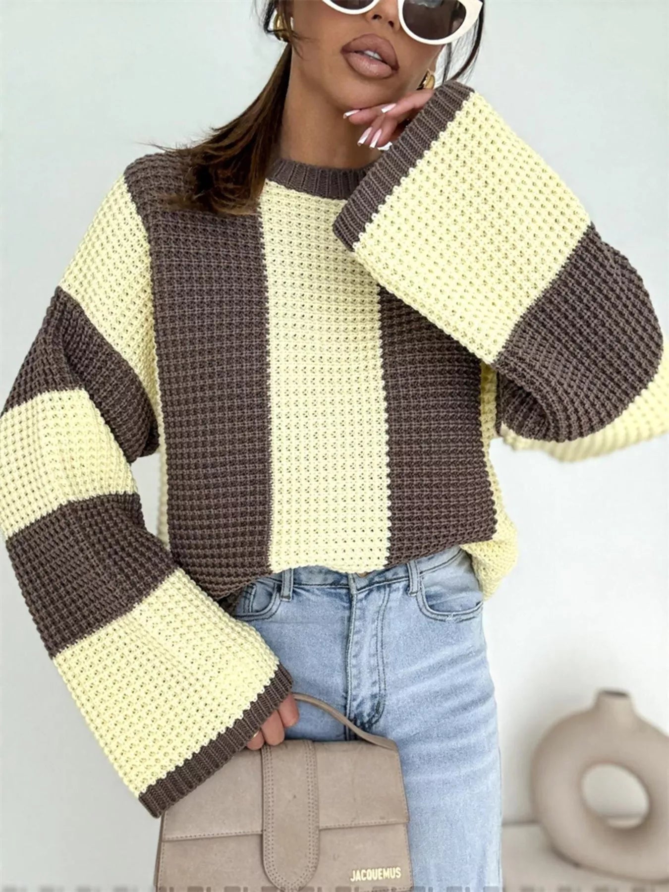 Color Block Long Sleeve Sweater - MAD RUFFI