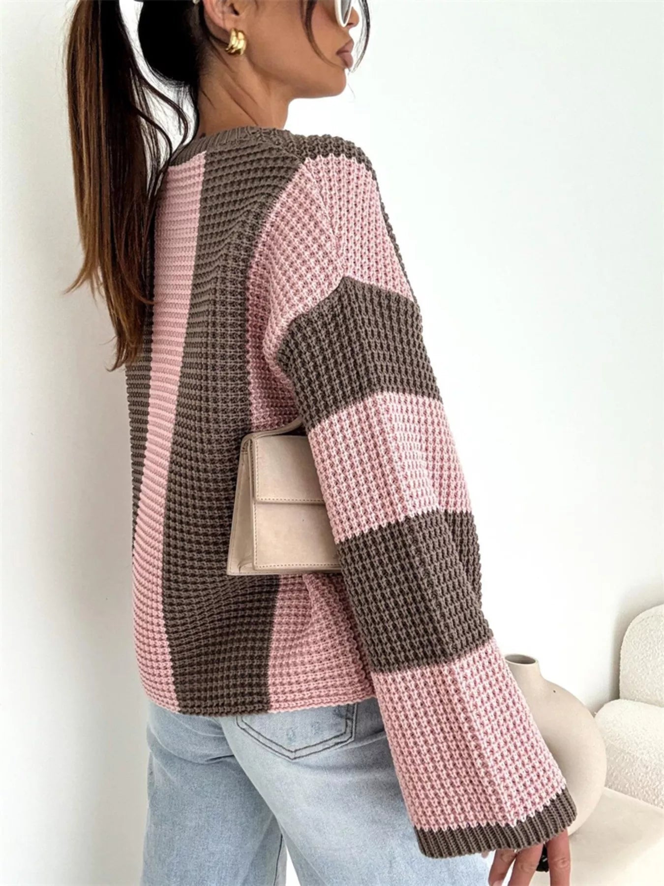 Color Block Long Sleeve Sweater - MAD RUFFI
