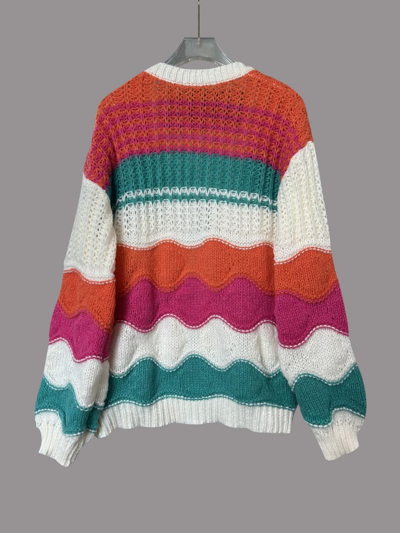 Color Block Open Front Cardigan - MAD RUFFI
