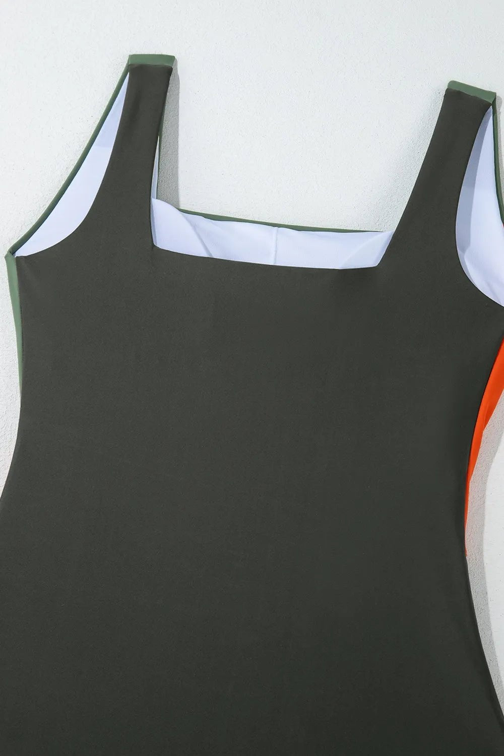 Color Block Padded Square Neck One Piece Swimsuit - MAD RUFFI