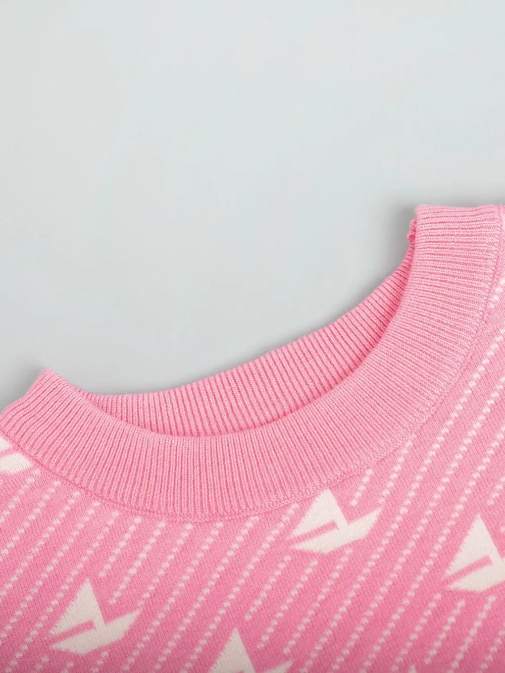 Contrast Round Neck Long Sleeve Sweater - MAD RUFFI