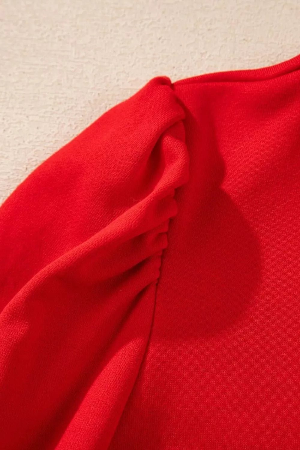 Contrast Striped Collar Patchwork Puff Sleeve Ruffle Hem Mini Dress - MAD RUFFI