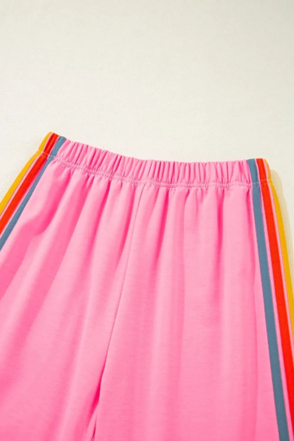 Contrast Striped Elastic Waist Active Pants - MAD RUFFI