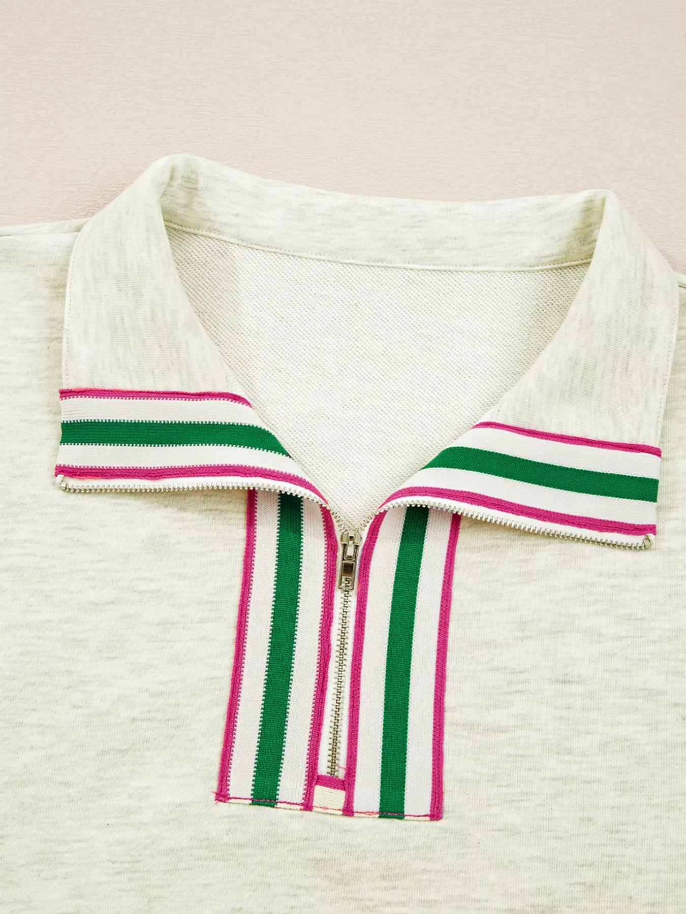 Contrast Striped Patchwork Zip Collar Sweatshirt - MAD RUFFI