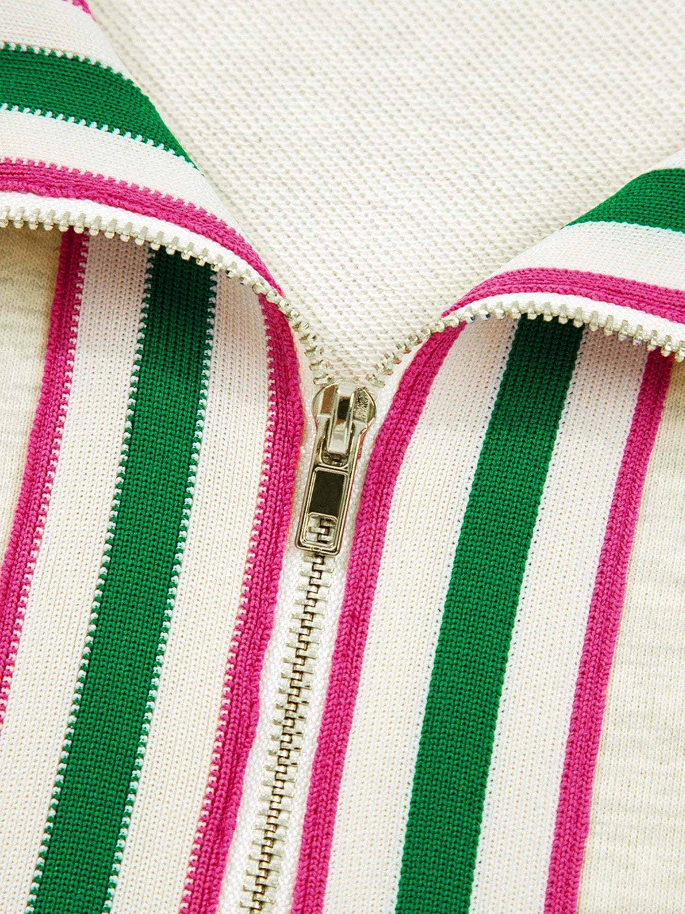 Contrast Striped Patchwork Zip Collar Sweatshirt - MAD RUFFI