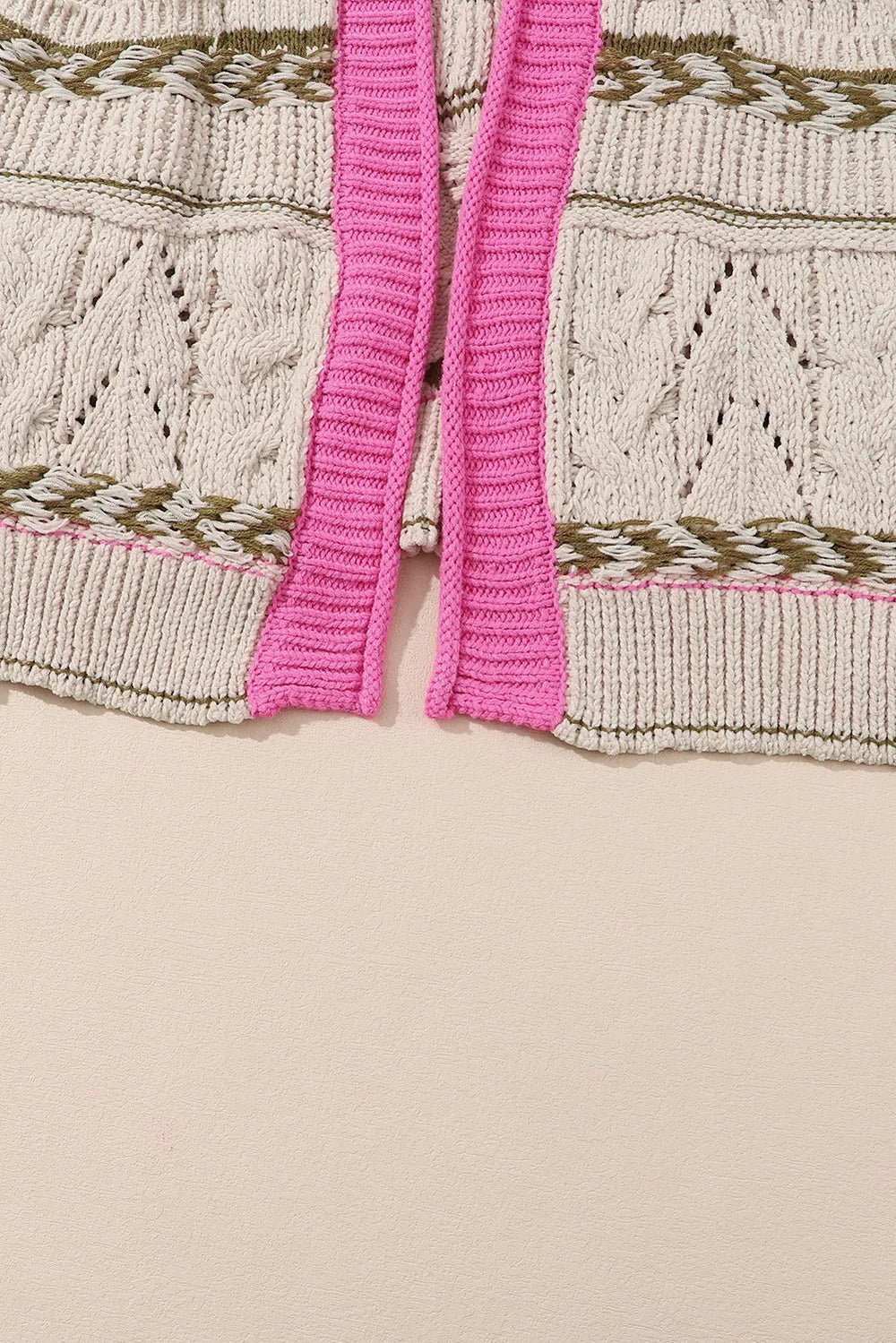 Contrast Tied Open Front Cardigan - MAD RUFFI