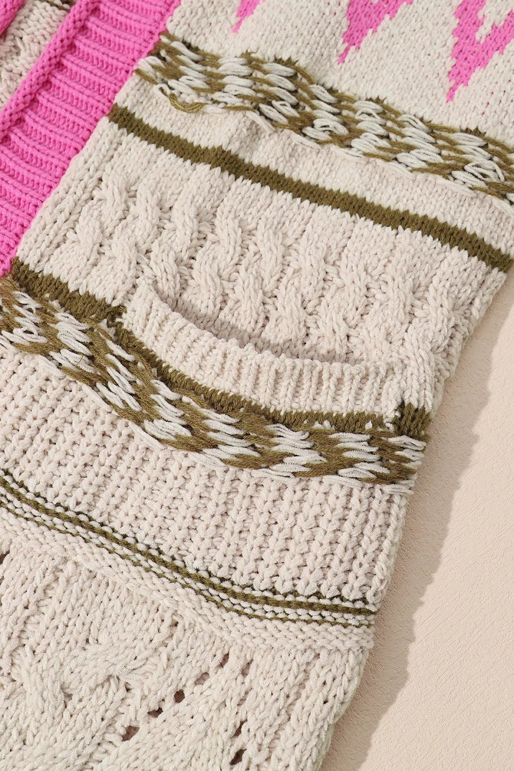 Contrast Tied Open Front Cardigan - MAD RUFFI