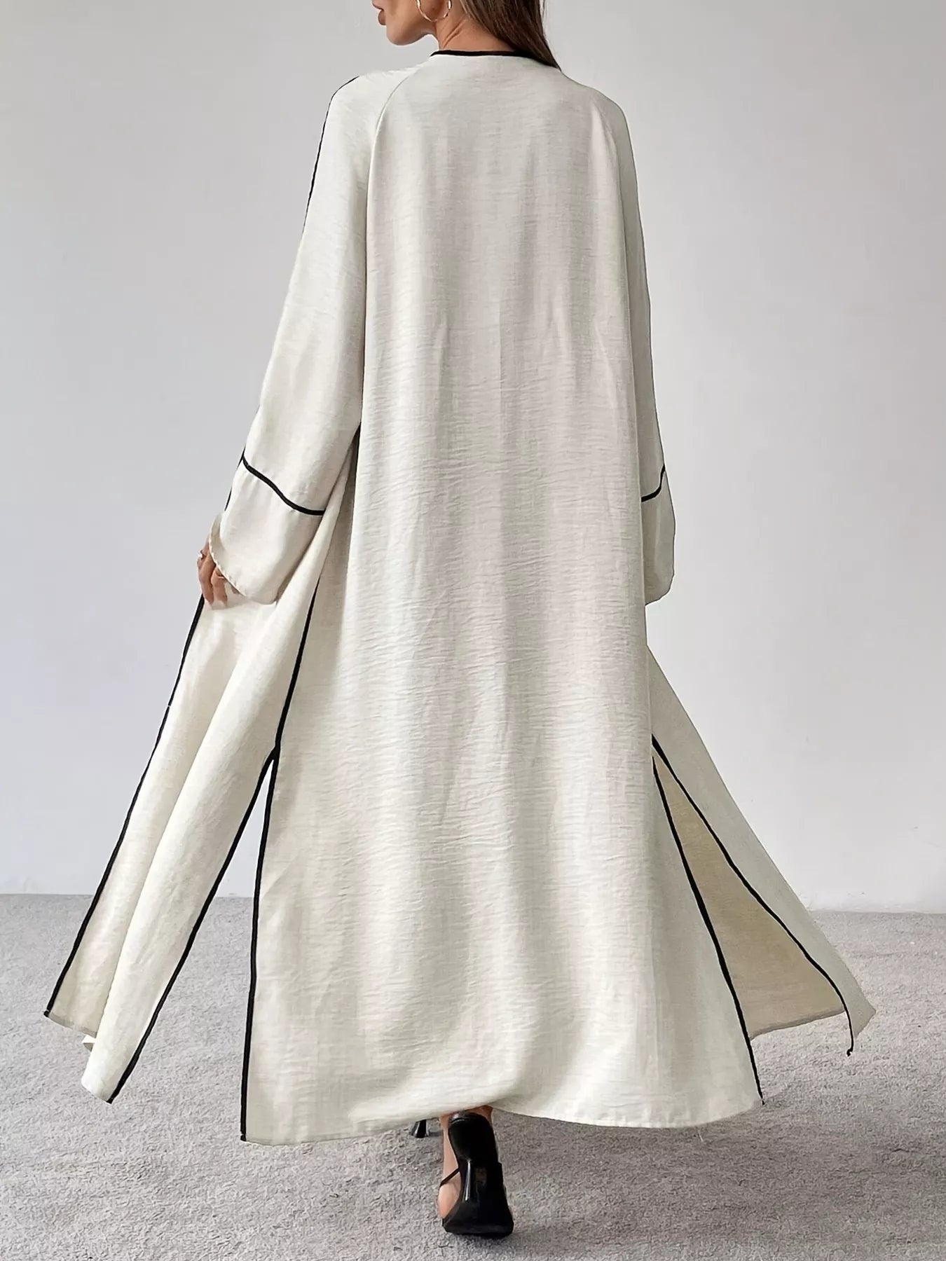 Contrast Trim Cardigan and Pants Set - MAD RUFFI