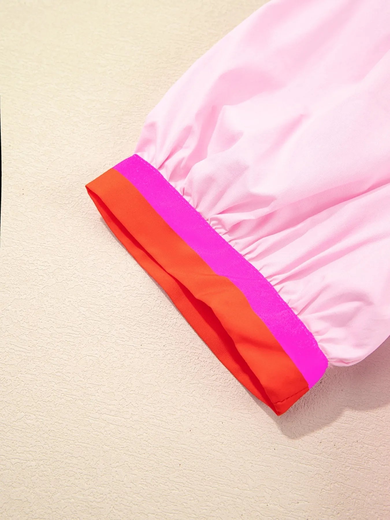 Contrast Trim Notched Short Sleeve Blouse - MAD RUFFI