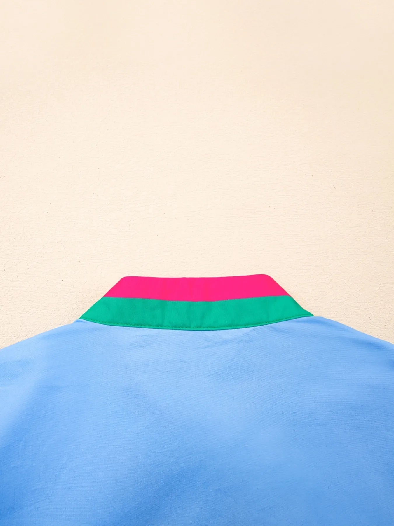 Contrast Trim Notched Short Sleeve Blouse - MAD RUFFI