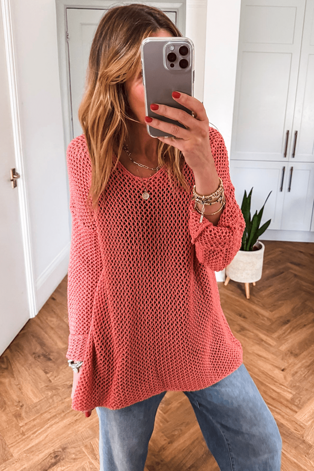 Coral Crochet Hollow - out Knit Sweater - MAD RUFFI