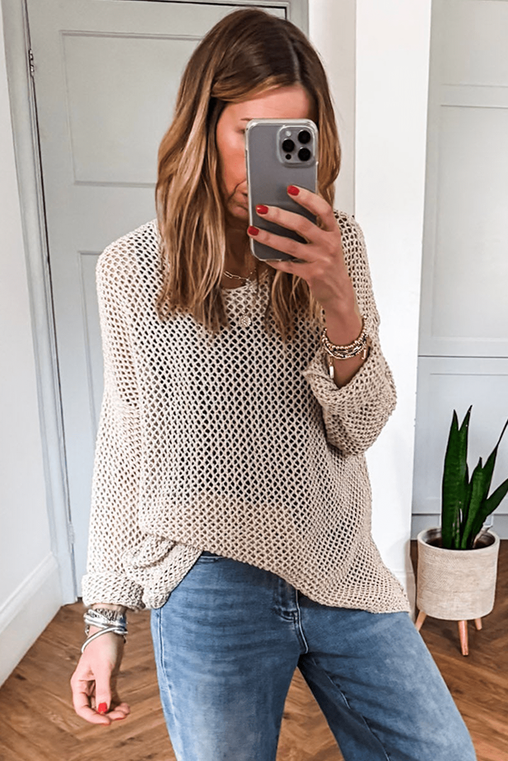 Coral Crochet Hollow - out Knit Sweater - MAD RUFFI