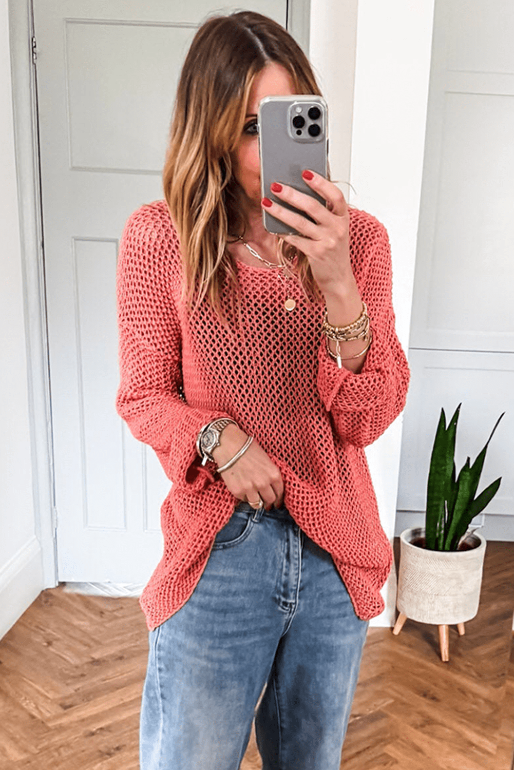 Coral Crochet Hollow - out Knit Sweater - MAD RUFFI
