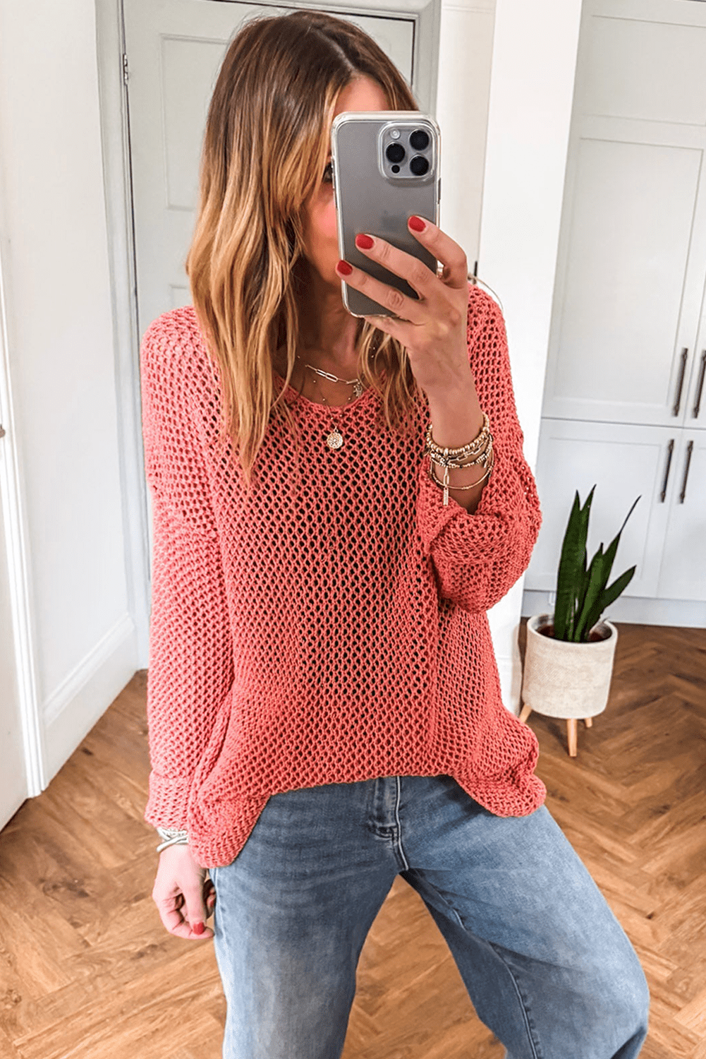 Coral Crochet Hollow - out Knit Sweater - MAD RUFFI
