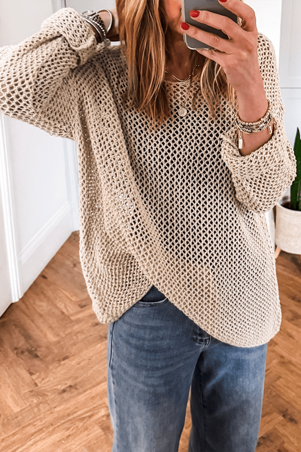 Coral Crochet Hollow - out Knit Sweater - MAD RUFFI