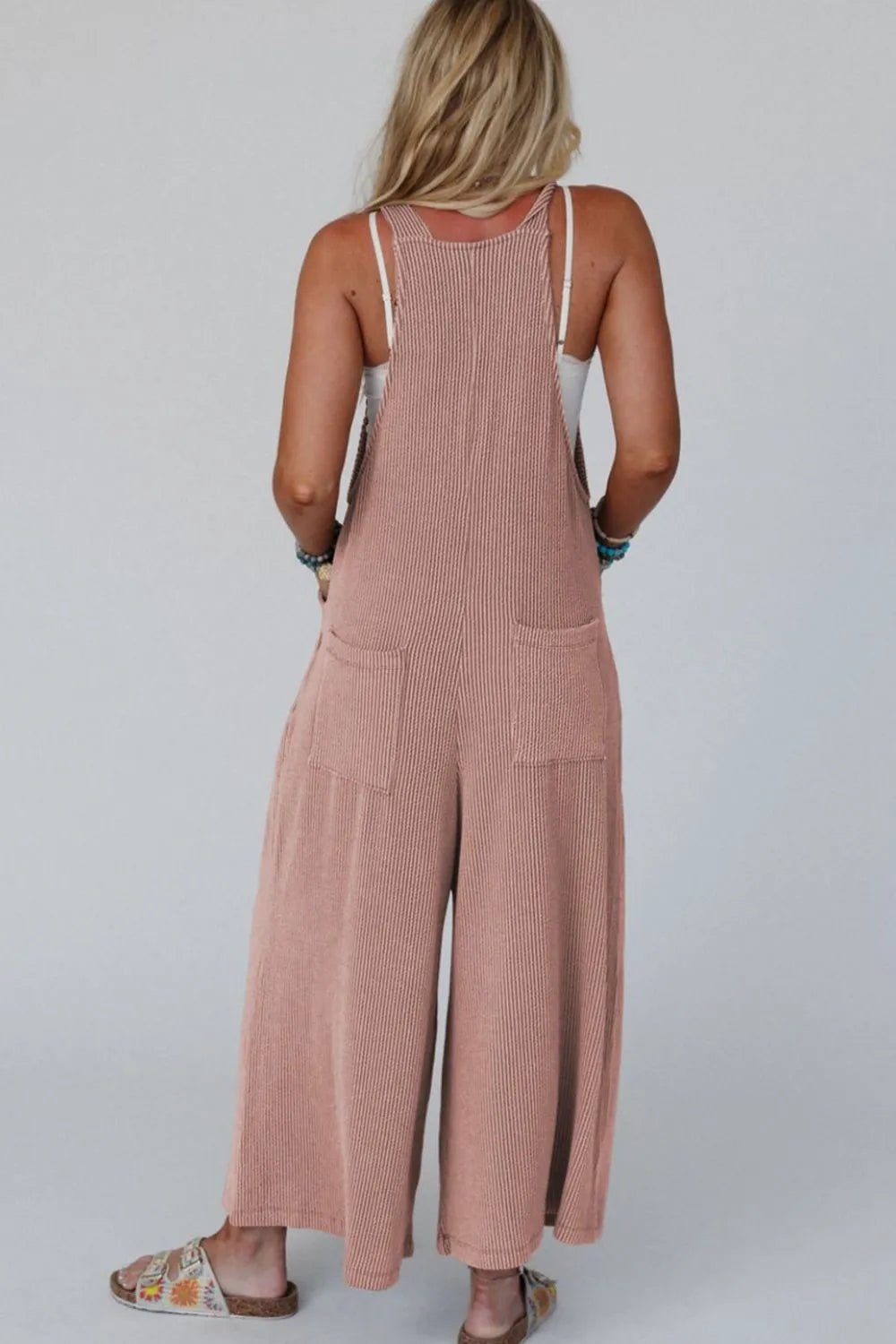 Corded Adjustable Straps Wide Leg Loose Overalls - MAD RUFFI