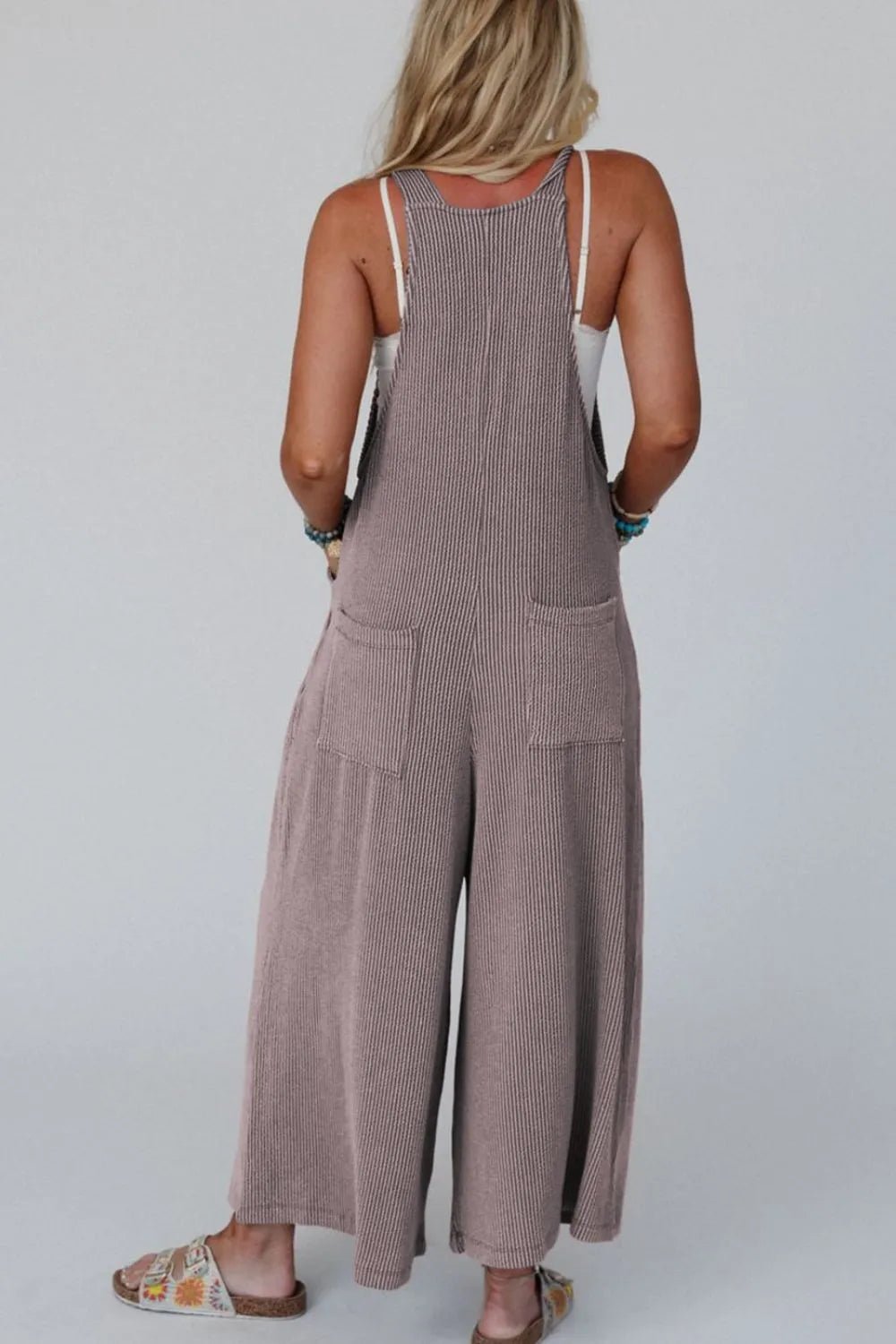 Corded Adjustable Straps Wide Leg Loose Overalls - MAD RUFFI