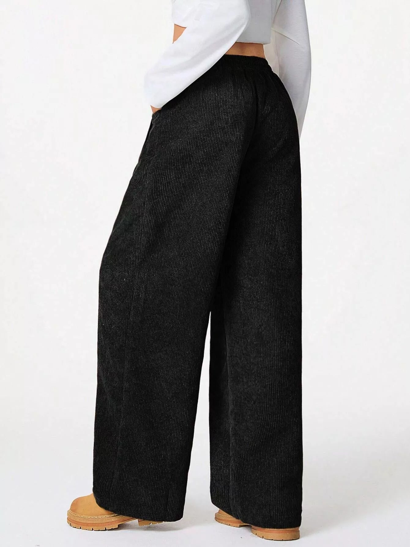 Corduroy Wide Leg Pants - MAD RUFFI
