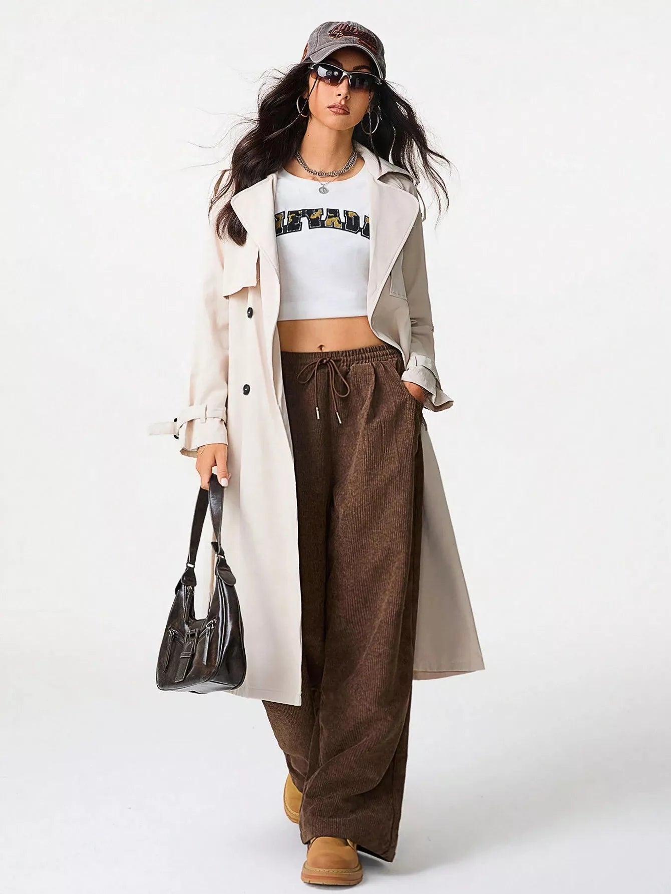 Corduroy Wide Leg Pants - MAD RUFFI