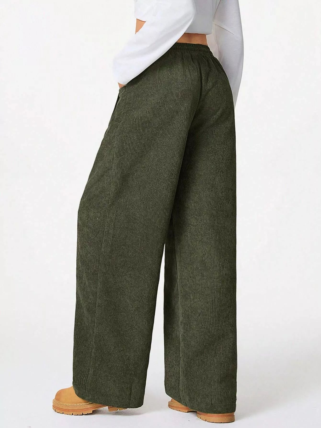 Corduroy Wide Leg Pants - MAD RUFFI