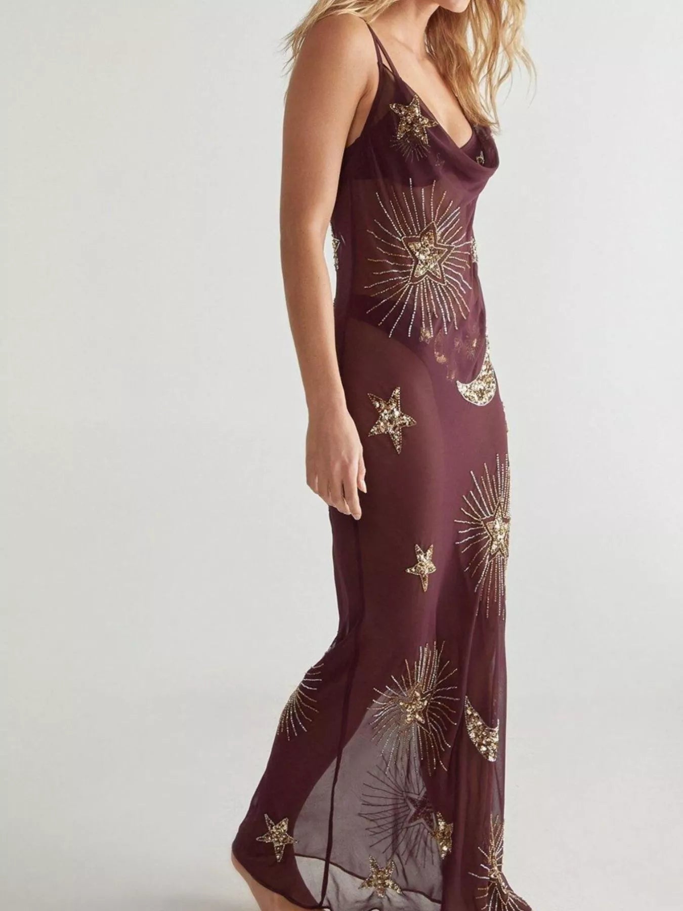 Cowl Neck Maxi Cami Dress - MAD RUFFI