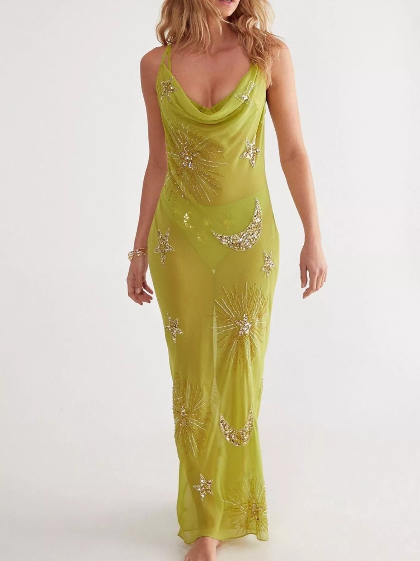 Cowl Neck Maxi Cami Dress - MAD RUFFI