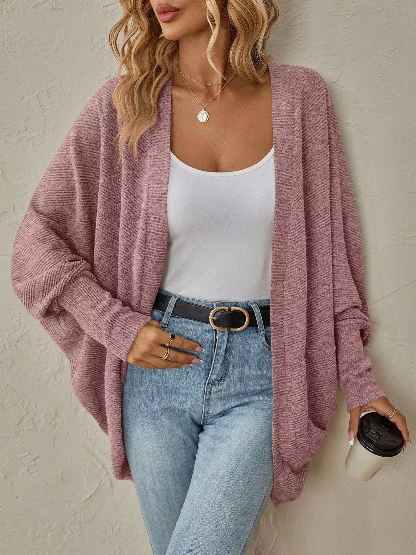 Cozy Oversized Open Front Knit Cardigan - MAD RUFFI