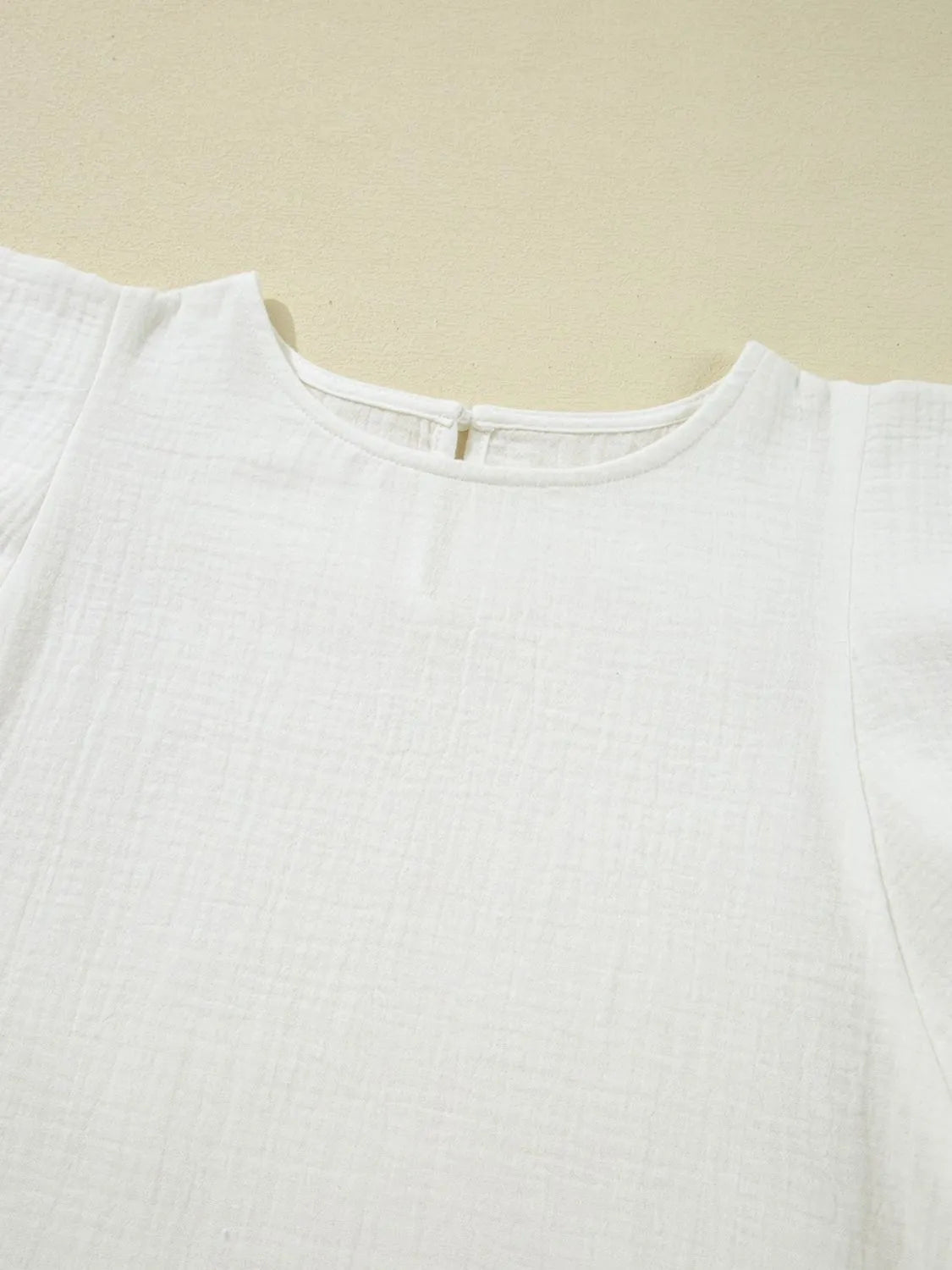 Crinkled Layered Ruffled Flutter Sleeve Blouse - MAD RUFFI