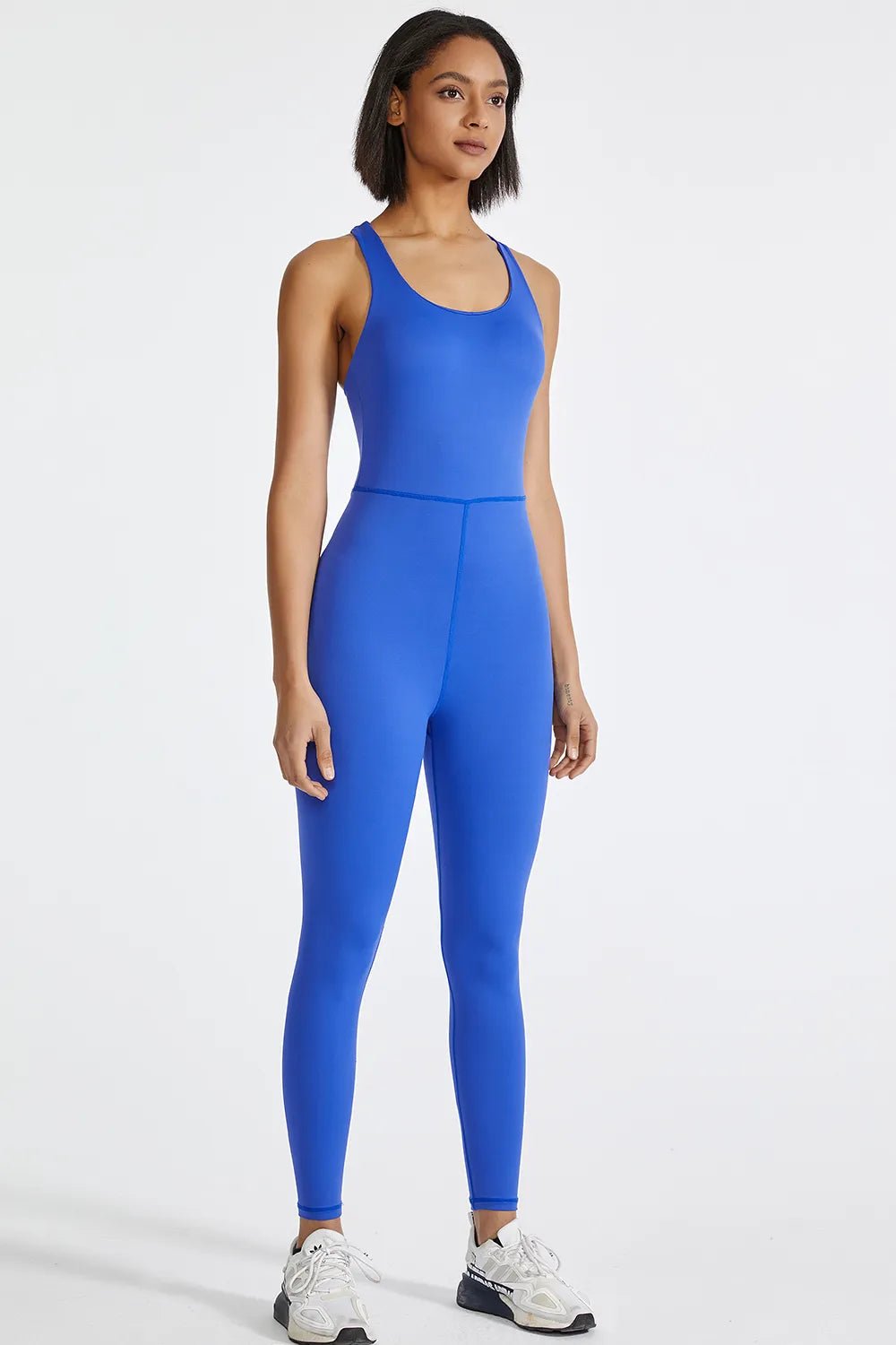 Crisscross Back Wide Strap Active Jumpsuit - MAD RUFFI