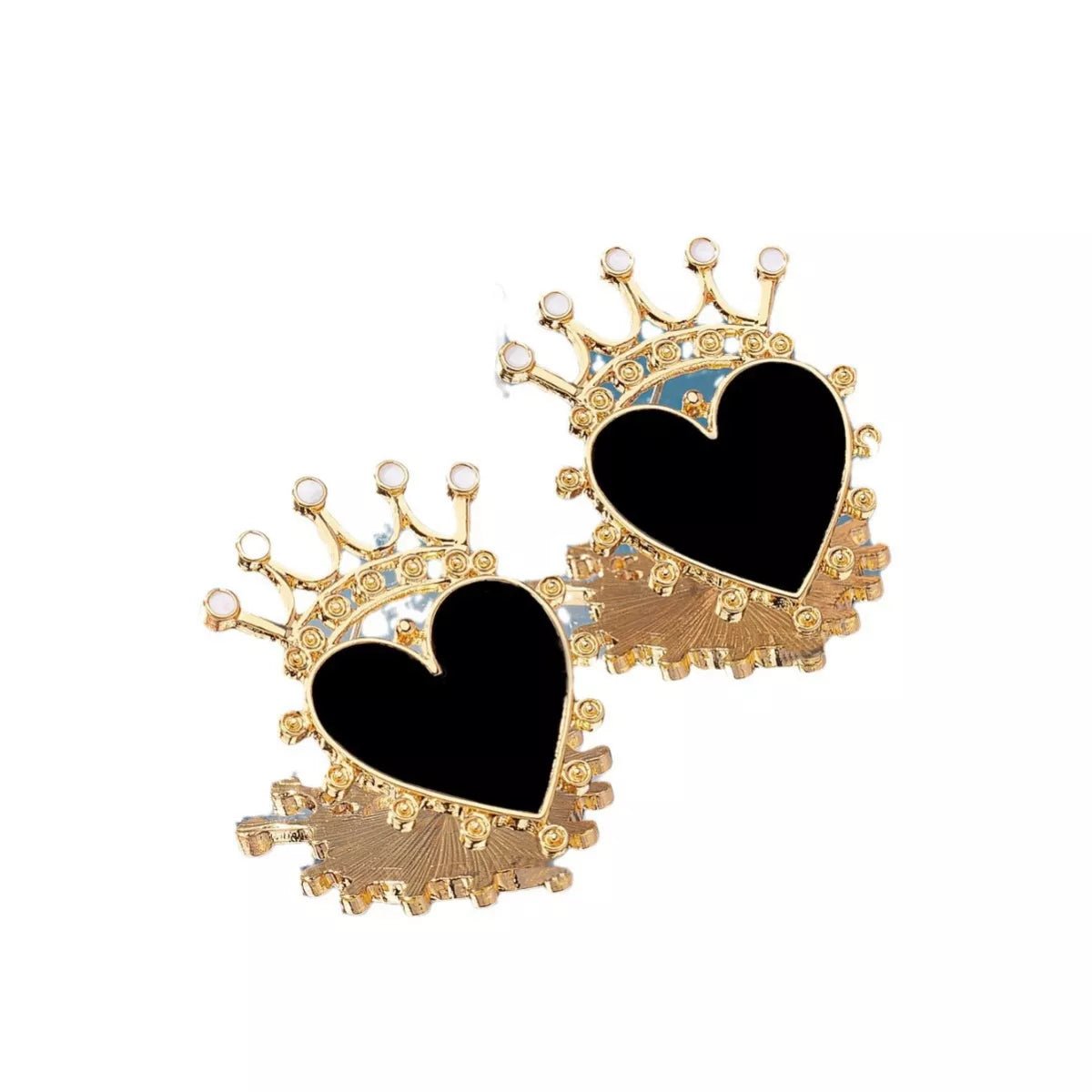 Crown Heart Stud Earrings - MAD RUFFI