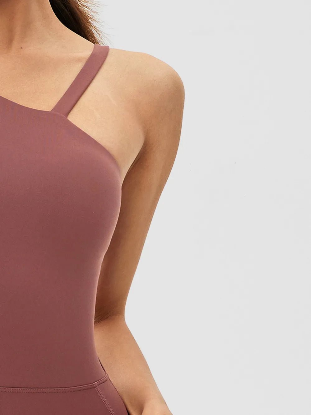 Cutout Asymmetrical Neck Active Jumpsuit - MAD RUFFI