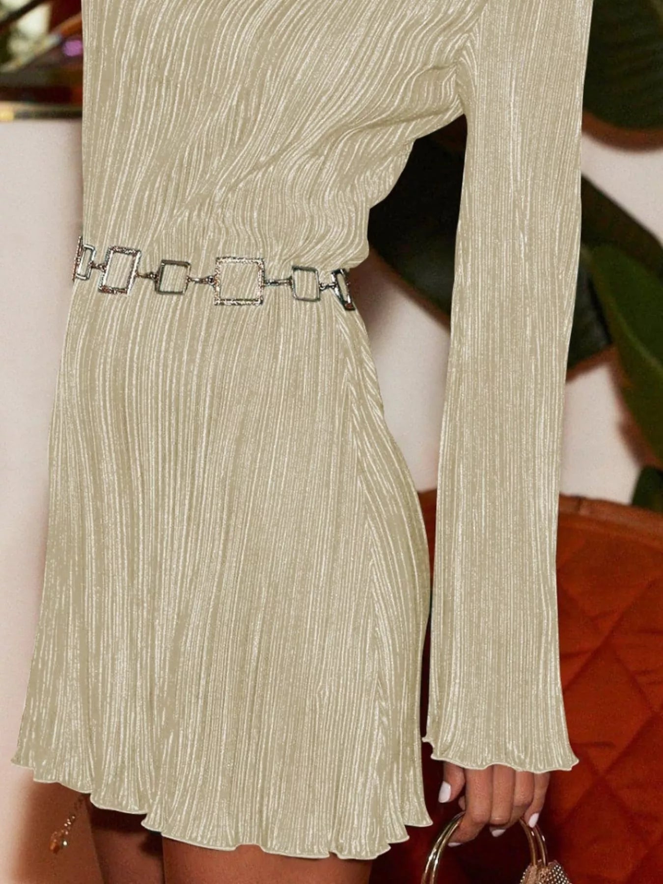 Cutout Back Flare Sleeve Dress - MAD RUFFI