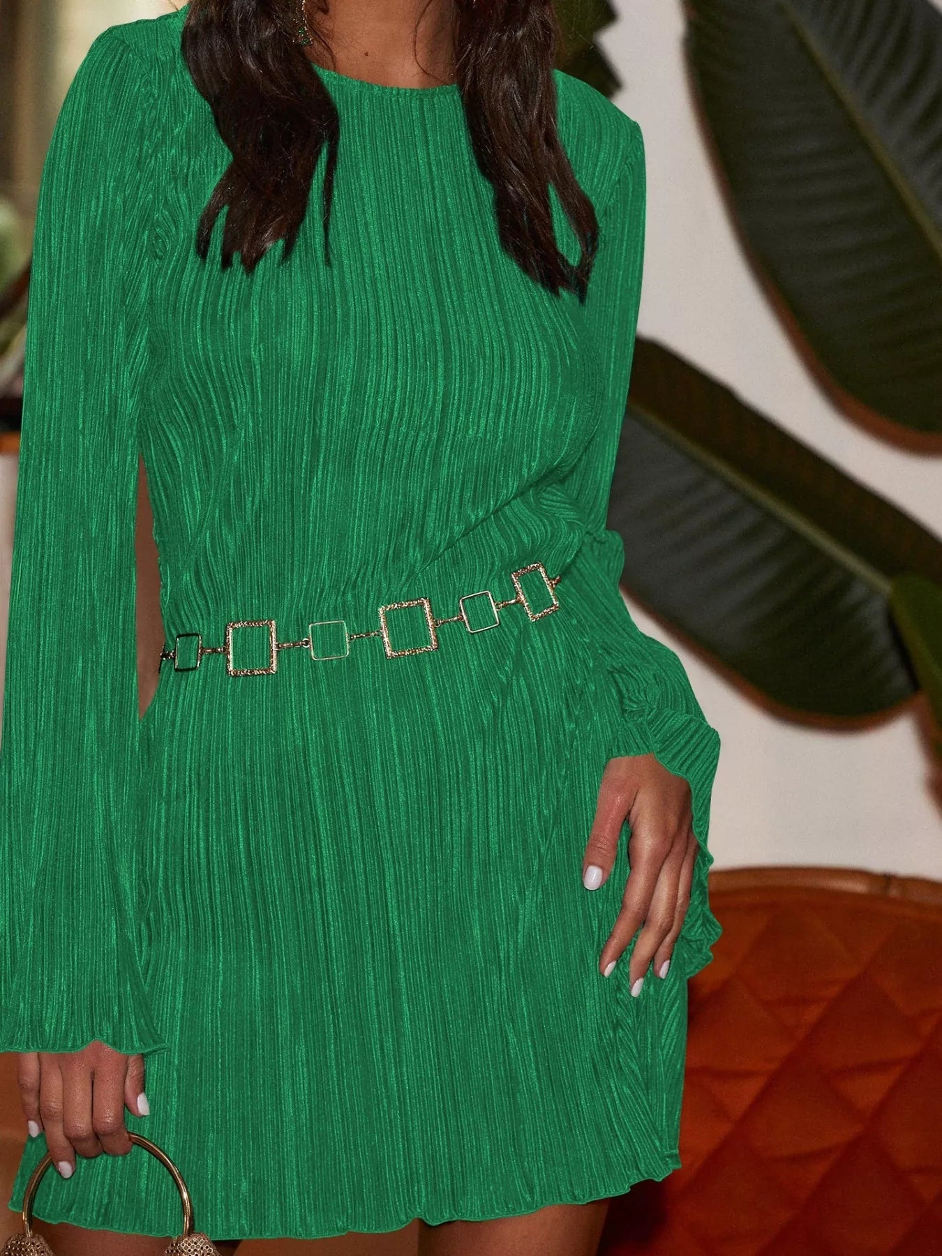 Cutout Back Flare Sleeve Dress - MAD RUFFI