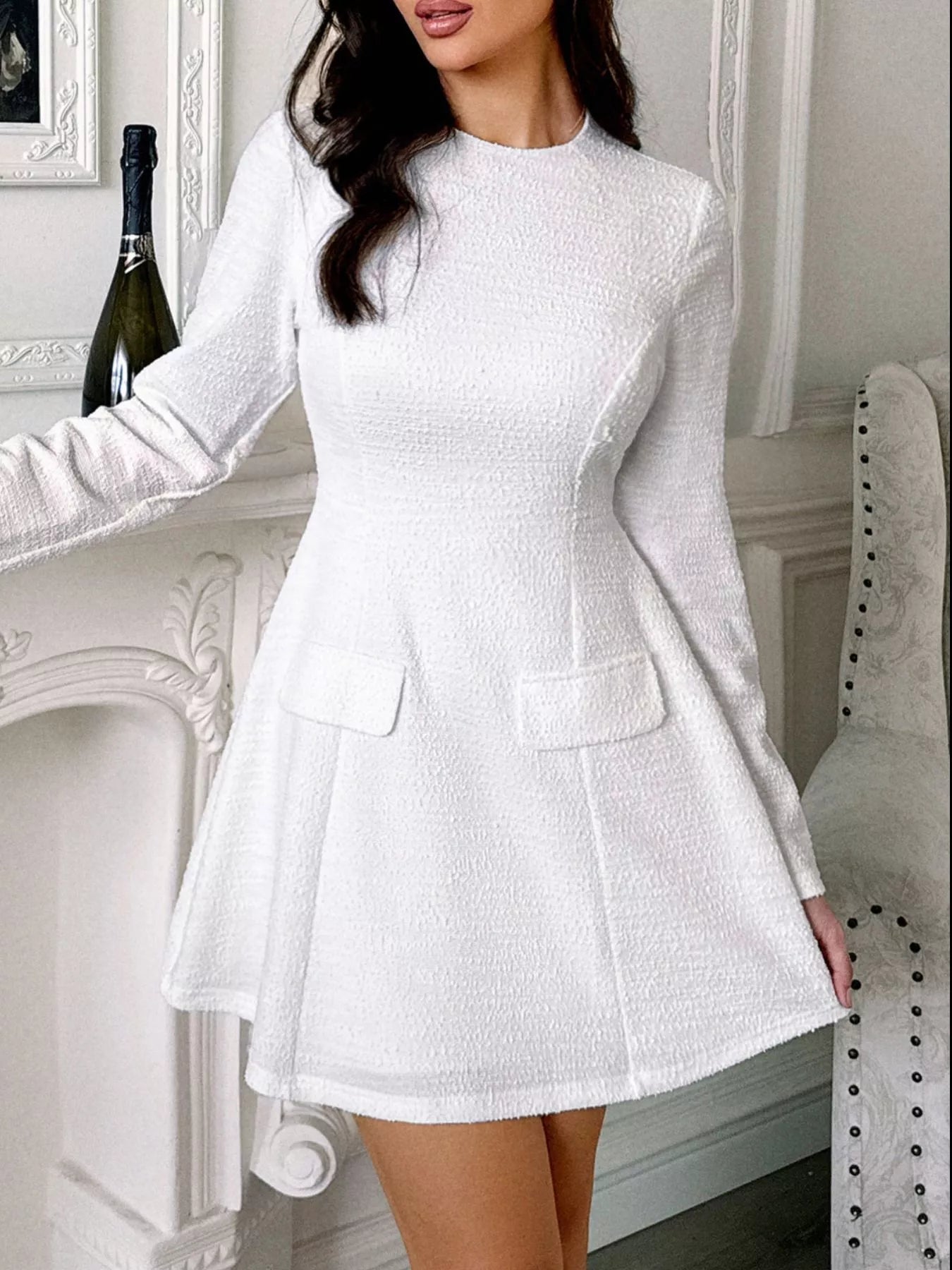Cutout Back Long Sleeve Mini Dress - MAD RUFFI