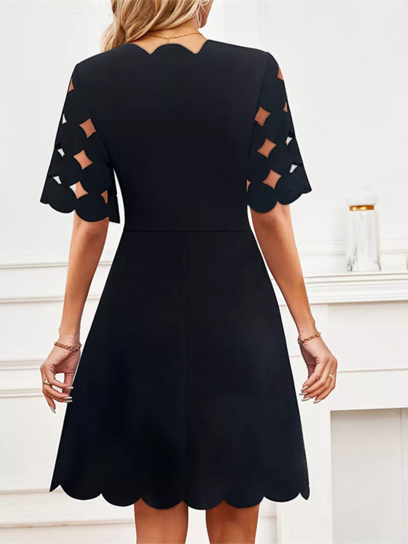 Cutout Half Sleeve Mini Dress - MAD RUFFI