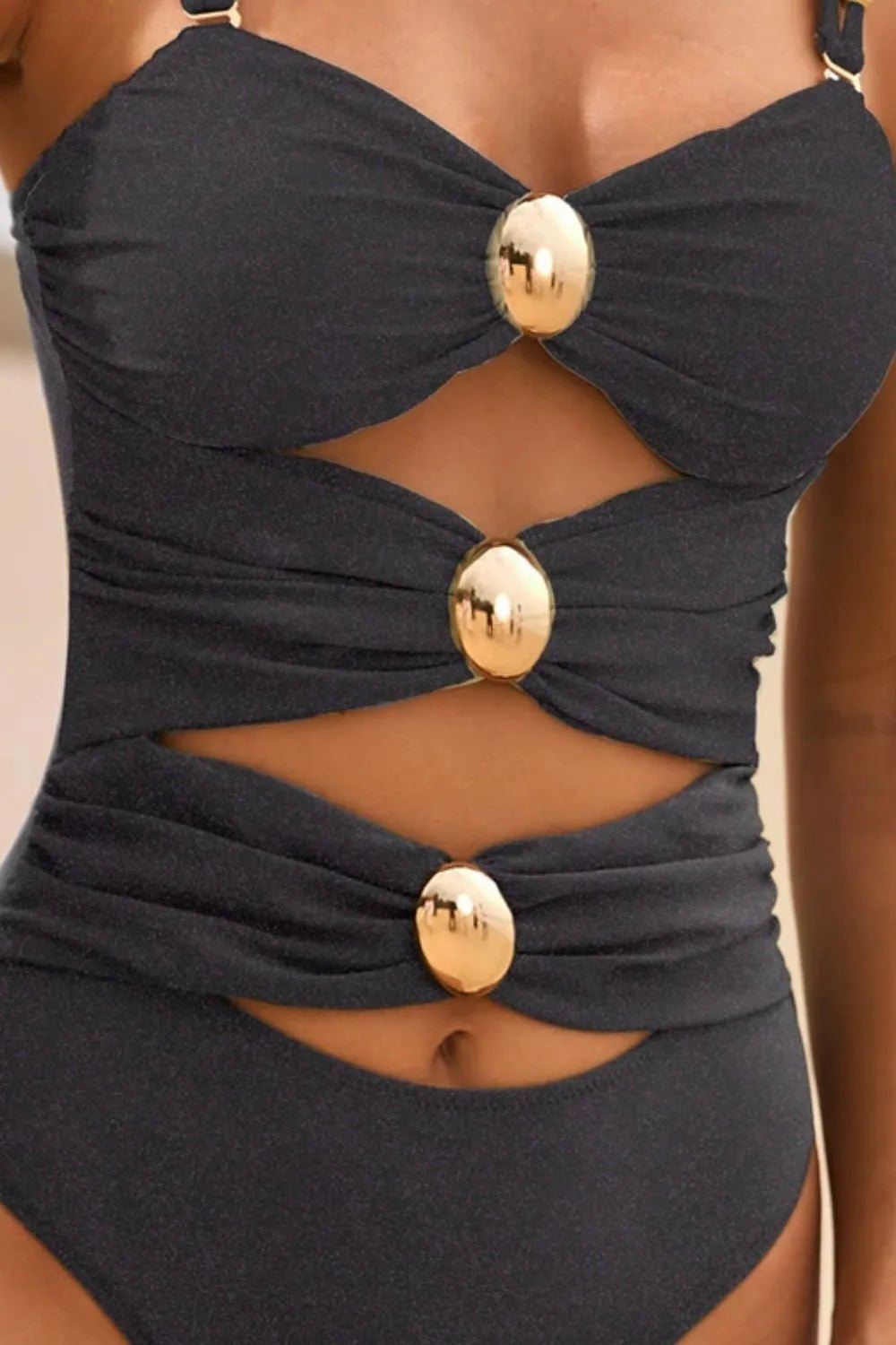 Cutout Ruched Sweetheart Neck One - Piece Swimwear - MAD RUFFI