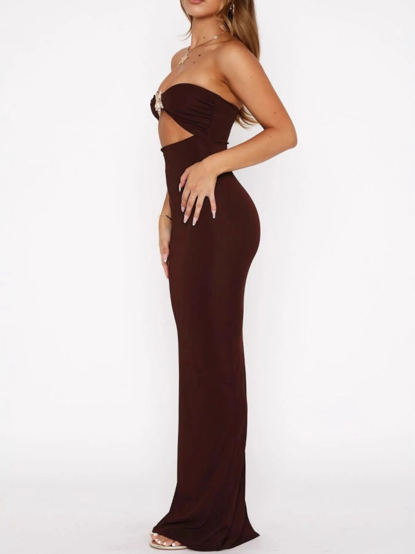 Cutout Sweetheart Neck Tube Maxi Dress - MAD RUFFI