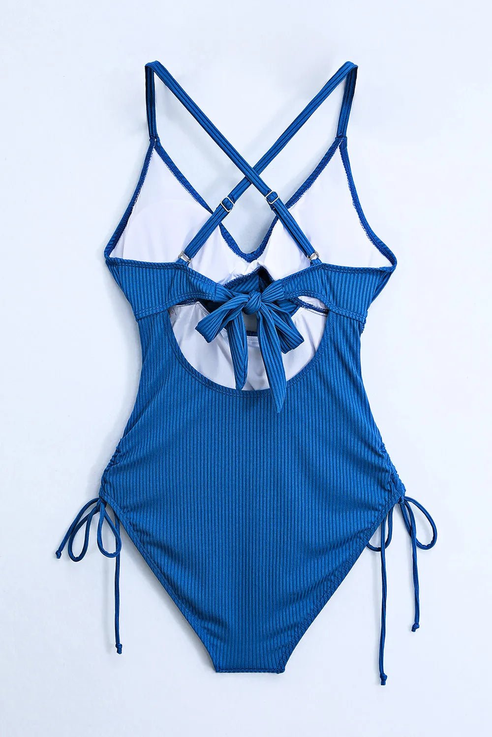 Cutout V - Neck Spaghetti Strap One - Piece Swimwear - MAD RUFFI