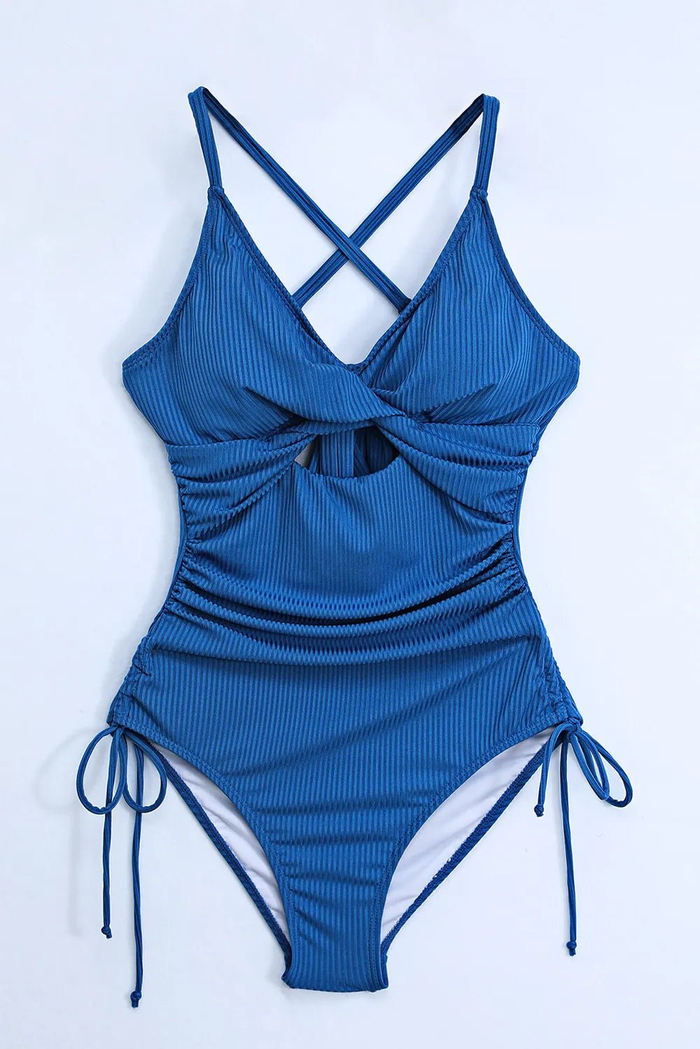 Cutout V - Neck Spaghetti Strap One - Piece Swimwear - MAD RUFFI