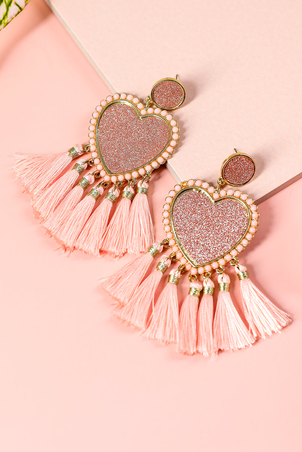 Boucles d'oreilles de gland en forme de coeur à paillettes clair