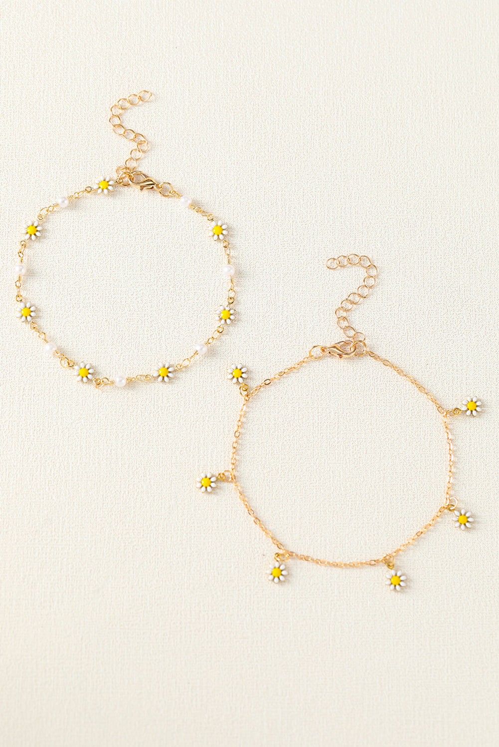 Gold Daisy & Pearl Chain Anklet for Elegant Style