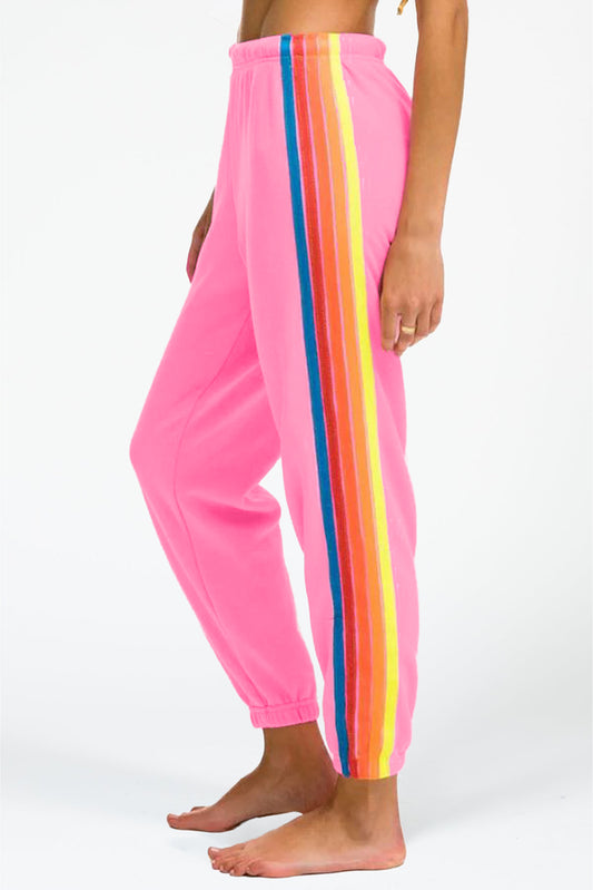 Dark Grey Rainbow Striped Jogger Sweatpants