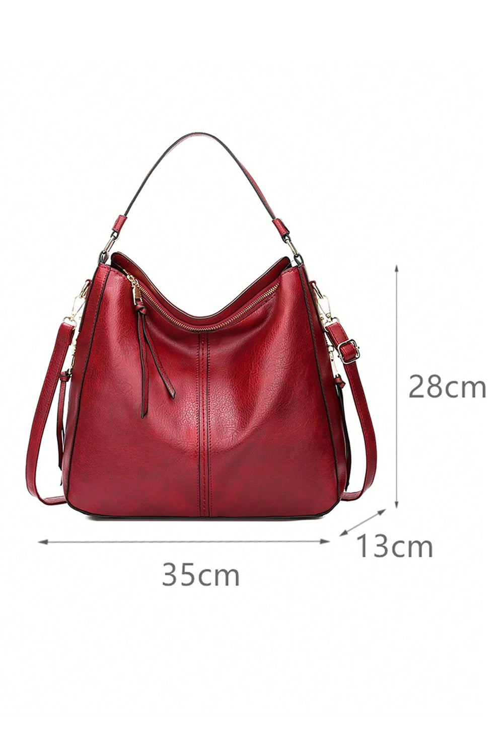 Fiery Red Pu Leather Double grand fourre-tout