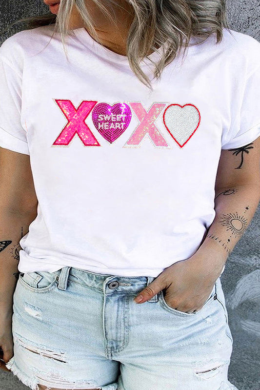 Camiseta gráfica de Valentín de Heart White Tamaño grande