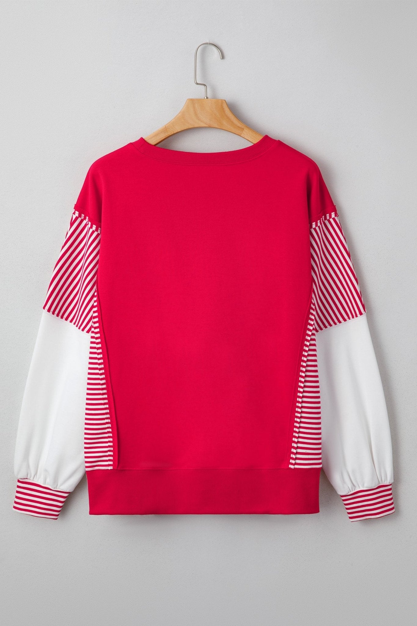 Dark Blue Striped Patchwork Sleeve Colorblock Sweatshirt - MAD RUFFI
