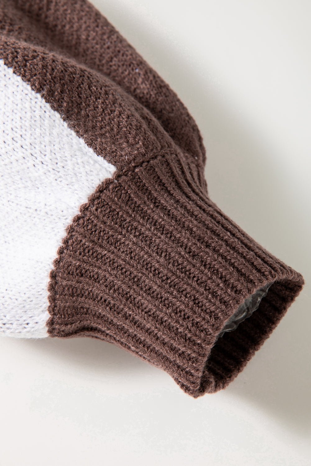 Dark Brown Plaid Bishop Sleeve Pullover Sweater - MAD RUFFI