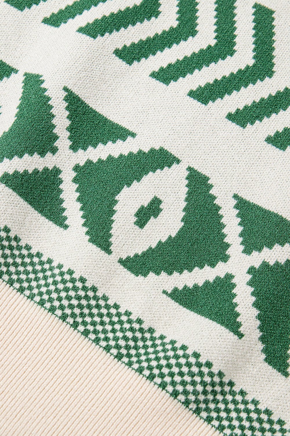 Dark Green Abstract Print Pullover Sweater - MAD RUFFI