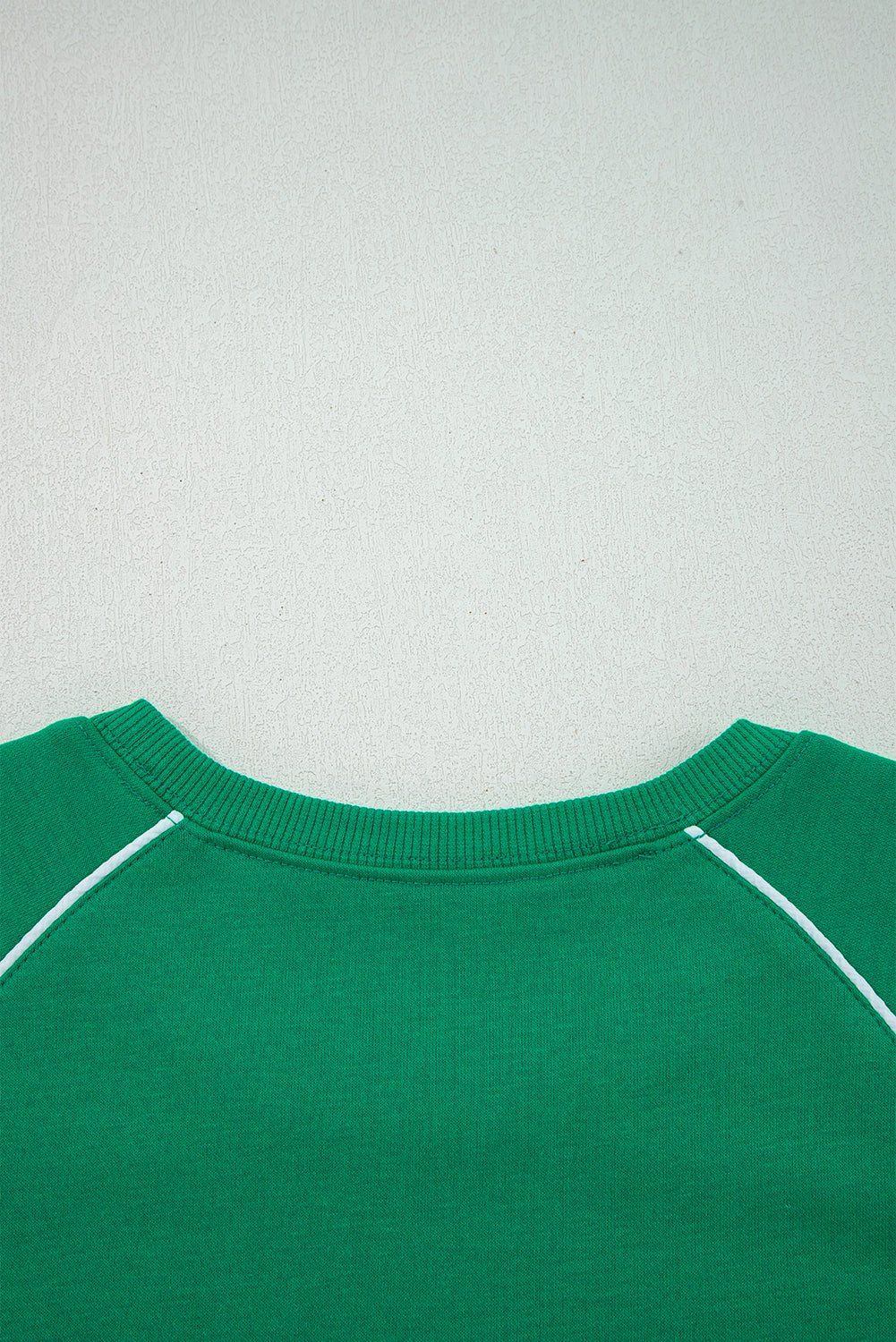 Dark Green Contrast Piping Crewneck Pullover Mini Skirt Set - MAD RUFFI