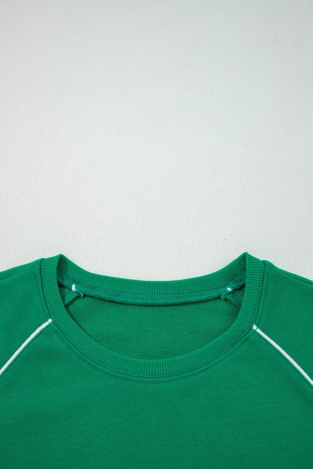 Dark Green Contrast Piping Crewneck Pullover Mini Skirt Set - MAD RUFFI