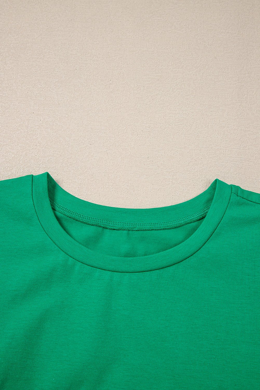 Dark Green Embroidered Ruffle Slim Fit Crew Neck Top - MAD RUFFI